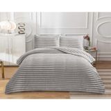 Goblette Home Serra Çift Kişilik Lüks Battaniye & Yatak Örtüsü Seti 230X250 cm | Yumuşak Fitilli Pelüş Kadife (5 Renk Seçeneği) - Gri - 230 x 250 cm