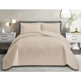 Goblette Home Sofia Serisi Modern Kapitone Yatak Örtüsü Seti Çift Kişilik | Mini Baklava Desenli Düz Kesim Lüks Tasarım (4 Renk) - Vizon - 230 x 250 cm