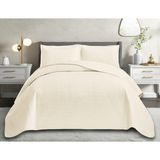 Goblette Home Sofia Serisi Modern Kapitone Yatak Örtüsü Seti (Tek & Çift) | Mini Baklava Desenli Düz Kesim Lüks Tasarım (4 Renk) - Krem - 230 x 250 cm