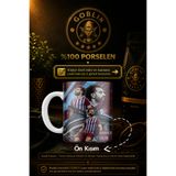 Goblin Porselen Kişiye Özel isimli Bordo Mavi Salah Dijital imzalı Porselen Kupa Bardak Mug Trabzon