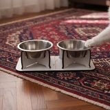 Gobypet Ahşap Ayrılabilir Tabanlı 2’li Mama ve Su Kabı Seti – Kaymaz Stand, Hijyenik Kaseler, Minimal Tasarım, Seramik Kase (Paslanmaz Metal)