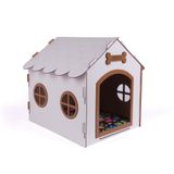 Gobypet Ahşap Dekoratif Kedi ve Köpek Evi ve Minderi, Köpek Kulübesi, MDF materyal (beyaz kahverengi, standart)