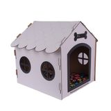 Gobypet Ahşap Dekoratif Kedi ve Köpek Evi ve Minderi, Köpek Kulübesi, MDF materyal (beyaz siyah, standart)