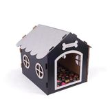 Gobypet Ahşap Dekoratif Kedi ve Köpek Evi ve Minderi, Köpek Kulübesi, MDF materyal (siyah, standart)