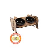 GOBYPET Ahşap Kedi Mama Seramik Su Kabı Standı,Kedili Mama Kabı, Hediye Kedi Halısı