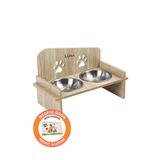 GOBYPET Ahşap Özel İsim Baskılı, Kare Kedi Köpek Mama Su Kabı Standı, Metal Suluk, Kedi Köpek Halısı