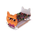 Gobypet Ahşap Sallanan Kedi Beşiği – Sevimli Kedi Figürlü, Minderli, Dekoratif Dinlenme Yatağı (Siyah)