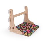 Gobypet Güçlü Vantuzlu Kedi Cam Yatağı, Cama Asılan Ahşap Kedi Yatağı, Pencere Önü Dinlenme Alanı, Çıkarılabilir Minderli, Standart (Patili Desen)