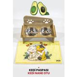 GOBYPET İsme Özel Pati Mama Kabı 2 Kaseli Kedi Köpek Suluk Mamalık, Paspas Ve Avokado Kedi Nanesi Hediye