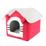 GOBYPET Klasik Çatılı Katlanabilir Kedi Evi ve Küçük Irk Köpek Yatağı – Fermuarlı Çıkarılabilir Üst Bölüm, Minderli Peluş İç Mekan Kedi Yuvası, Taşınabilir Kulübe