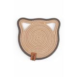 GOBYPET Küçük Boy Jüt Hasır Kulaklı Yuvarlak Kedi Köpek Mama Paspası, Matı, Çok Amaçlı Altlık