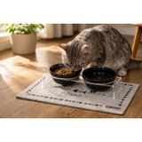 GOBYPET Mama Kabı, Pleksi Kedi Mama ve Su Kabı ile Paspası, Kedi Mama Su Kabı, Çift Hazneli ve Çift Hazneli Kedi Mama, Köpek Mama kabı, (Siyah Seramik)