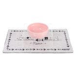 GOBYPET Mama Kabı, Pleksi Kedi Mama ve Su Kabı ile Paspası, Kedi Mama Su Kabı, Seramik Mama ve Su Kabı, Köpek Mama kabı, Pet Feeder, mama kasesi (Pembe Seramik)