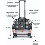 GOBYPET VG Premium Tekerlekli ve Çekçekli Kedi ve Köpek Taşıma Valizi Büyük Model - Koyu Gri - Standart
