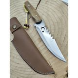 Göcen El Yapımı Ceviz Kabze Paslanmaz Çelikten Kamp Bıçağı Kılıflı Erkeklere Kişiselleştirilebilir Hediye Outdoor Bushcraft Bıçak - Kahverengi