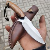 Göcen El Yapımı Kök Ceviz Saplı Outdoor Kamp Bıçağı Kılıflı Erkekler Için Kişiselleştirilebilir Hediye Outdoor Bushcraft Bıçak - Kahverengi