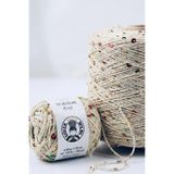 göçer Çanta / Örgü İpi %100 Pamuk 3mm + 6mm Gökkuşağı Pullu Renk Krem (50x2=100 gr)