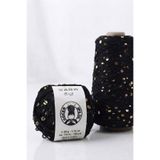 Göçer İplik Since 100gr Çanta İpi / Örgü İpi Pamuk 3mm+ 6mm Iri Pullu El Örgü Ipi Renk Siyah/ Gold Pullu Görsel Net 100gr
