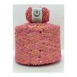 göçer Örgü İpi/Çanta İpi 100%pamuk sarı,pembe geçişli 3+6 pembe İri pullu yumaklar (50gr X 2 =100gr)