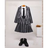 Gocoland Wednesday Addams Cosplay Ceketli Kız Çocuk Takım Ceket&gömlek&etek (Kravat Dahil) - Antrasit - Gri - Siyah - 10 Yaş