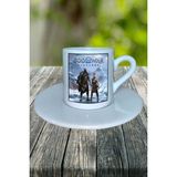 God Of War Oyun Baskılı Türk Kahvesi Fincanı Tabaklı Kişiye Özel Model 2