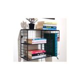 godekor Metal 3 Gözlü Grid Kafes Kitaplık Rafı 45x30x17 cm Siyah, gd01513g