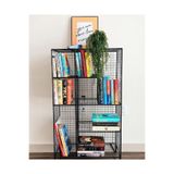 godekor Metal 8 Gözlü Orta Boy Grid (KAFES) Kitaplık Rafı & Kafes Tel Vitrin-122x75 siyah