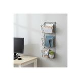 godekor Metalik Gri Tel YENİ 3 Gözlü Dergilik/Kitaplık/Gazetelik 90X30