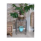 godekor (METALİK GÜMÜŞ) Çiçeklik Çok Amaçlı Tel Raf ve Orta/Yan Sehpa Tabure Metalik 40 x 40