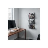 godekor Metat Tel YENİ İskandinav 3 Gözlü Kitaplık/Dergilik/Gazetelik 90X30 Siyah