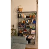 godekor Yeni 6 Gözlü Büyük Kitaplık Rafı & Kafes Tel Vitrin - 190x100x23 Siyah