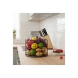 godekor Yuvarlak YENİ Organizer Tel Sepet, Çok Amaçlı Metal Saklama Kabı - 25x23 Siyah
