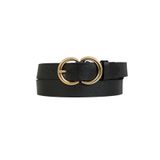 GoDeri %100 Hakiki Deri Gold C? Tokalı Siyah Ince Kadın Kemeri, 3cm 3cm-KDN-37