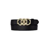 GoDeri %100 Hakiki Deri, Gold Örgü Tokalı 3 cm Siyah Kadın Kemeri; Elbise, Pantolon Kemeri 3cm-KDN-45