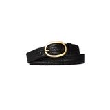 GoDeri %100 Hakiki Deri Gold Oval Tokalı Örgü Desenli Siyah Ince Kadın Kemeri, 3 Cm=3cm-kdn-36