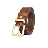 GoDeri %100 Hakiki Deri, Gold Takım Tokalı 3 cm Kahverengi Kadın Kemeri; Elbise, Pantolon Kemeri 3cm-KDN-47