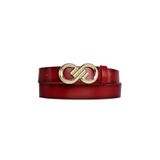 GoDeri %100 Hakiki Deri, Gold Tokalı 3 cm Kırmızı Kadın Kemeri; Elbise, Pantolon Kemeri 3cm-KDN-43