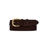 GoDeri %100 Hakiki Deri, Gold Tokalı 4 Cm Süet Koyu Kahverengi Kadın Kemeri; Kot, Spor Kemer=süet.26.KoKa