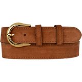 GoDeri %100 Hakiki Deri, Gold Tokalı 4 cm Tarçın Süet Kadın Kemeri; Kot, Spor Kemer=süet.70.tarçın - 105 cm