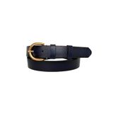 GoDeri %100 Hakiki Deri Gold Tokalı Lacivert Ince Kadın Kemeri, 3cm 3cm-KDN-02