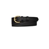 GoDeri %100 Hakiki Deri Gold Tokalı Örgü Desenli Siyah Ince Kadın Kemeri, 3cm=3cm-kdn-02