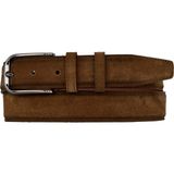 GoDeri %100 Hakiki Koyu Taba Rengi Süet Deri Kemer 3.5 Cm; Klasik, Kumaş Kanvas Pantolon Kemeri - 120 cm - Taba Koyu