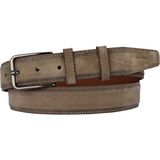GoDeri %100 Hakiki Taş Rengi Süet Deri Kemer 3.5 Cm; Klasik, Kumaş Kanvas Pantolon Kemeri - 110 cm