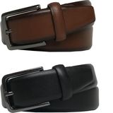 GoDeri 2'li Set Klasik Kumaş Pantolon Kemeri 3.5 cm Siyah, Taba - 125 cm - Siyah - Taba