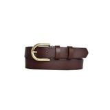 GoDeri 3 cm-110 cm Deri Gold Tokalı Koyu Kahverengi Kadın Kemeri
