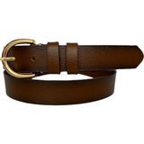 GoDeri 3 cm-115 cm Kahverengi Deri Gold Tokalı Tosado Kadın Kemeri