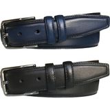 GoDeri Deri 2'li Set, Dikişli Klasik Kumaş Pantolon Kemeri; Siyah, Lacivert 3,5 cm - 130 cm - Desenli