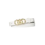 Goderi Deri, Gold Örgü Tokalı 3 Cm Süt Beyaz Kadın Kemeri; Elbise, Pantolon Kemeri=3Cm-Kdn-45 100 Cm