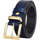 Goderi Deri, Gold Takım Tokalı 3 cm Lacivert Kadın Kemeri; Elbise, Pantolon Kemeri - 021-Lacivert - 125 cm