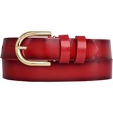 Goderi Deri, Gold Tokalı 3 cm Kırmızı Kadın Kemeri; Elbise, Pantolon Kemeri=3cm-Kdn-22 - 240-Kırmızı - 110 cm